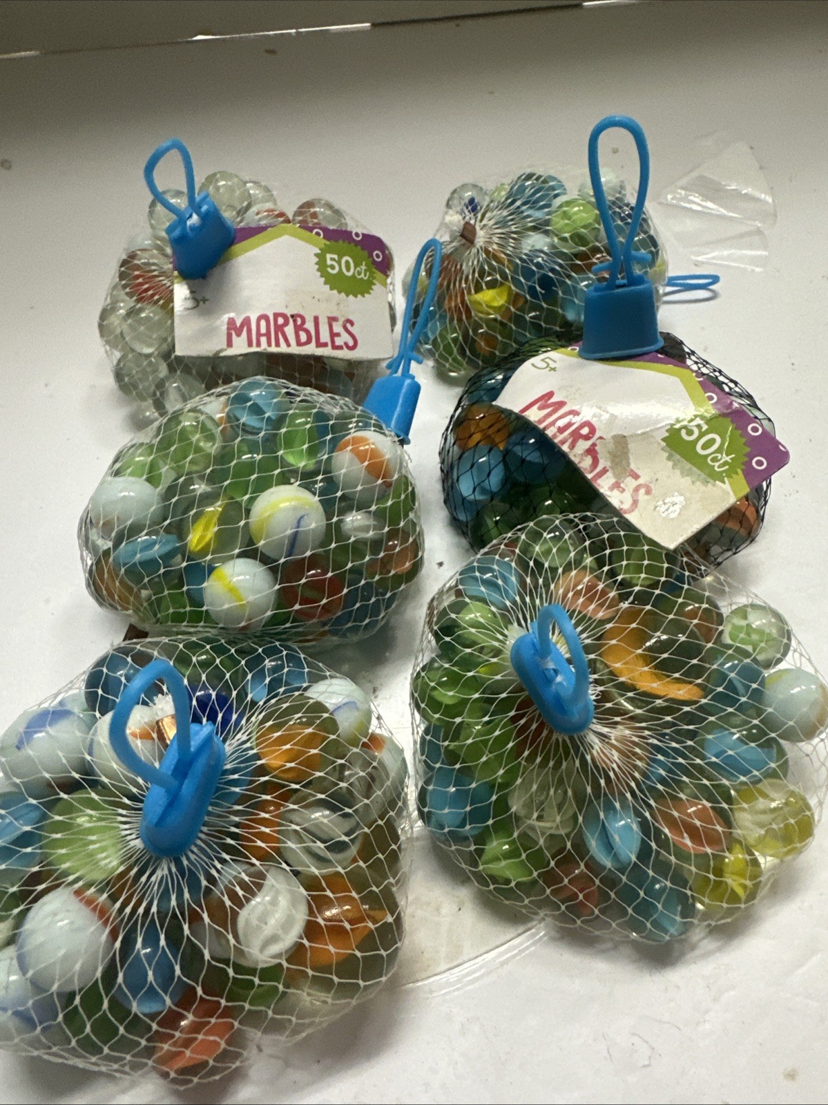 New in Bag Of 50 Traditional Marbles 49+1 Shooter 100% Glass. 6 Bags One Price