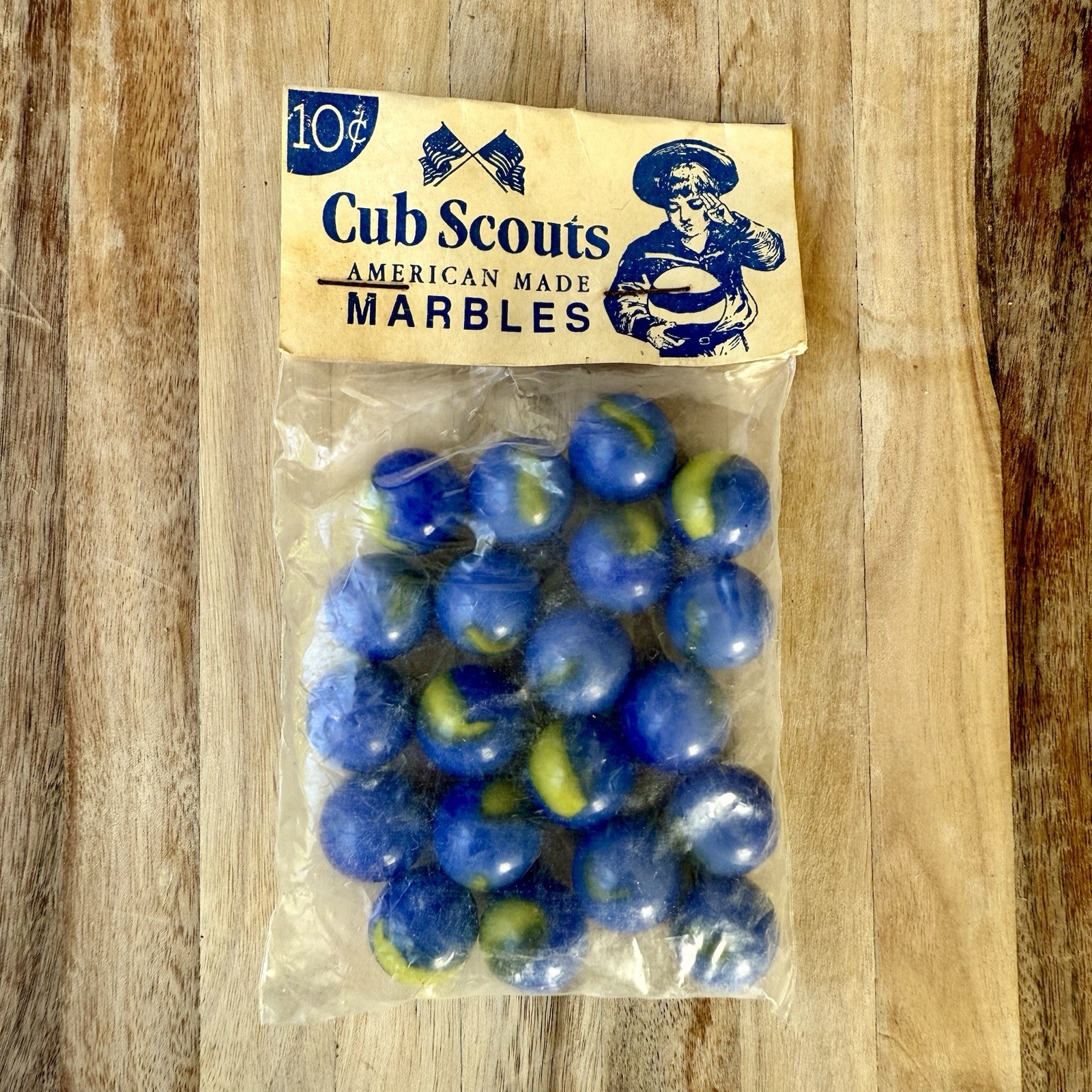 Vintage Cub Scout Glass Marbles Made In The USA NOS