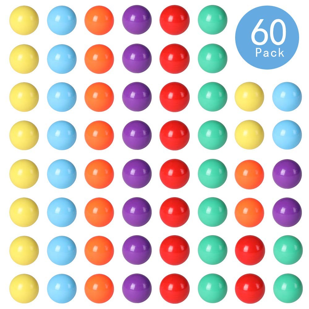 Laviesto 60 Pcs Game Replacement Balls for Chinese 16 mm, 6 Colors,multicolor