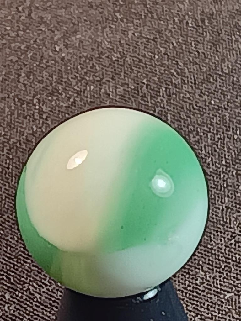 17/32″ Marble King Vitro Minty Jade Snow White on Clear NM Serious Marble A709