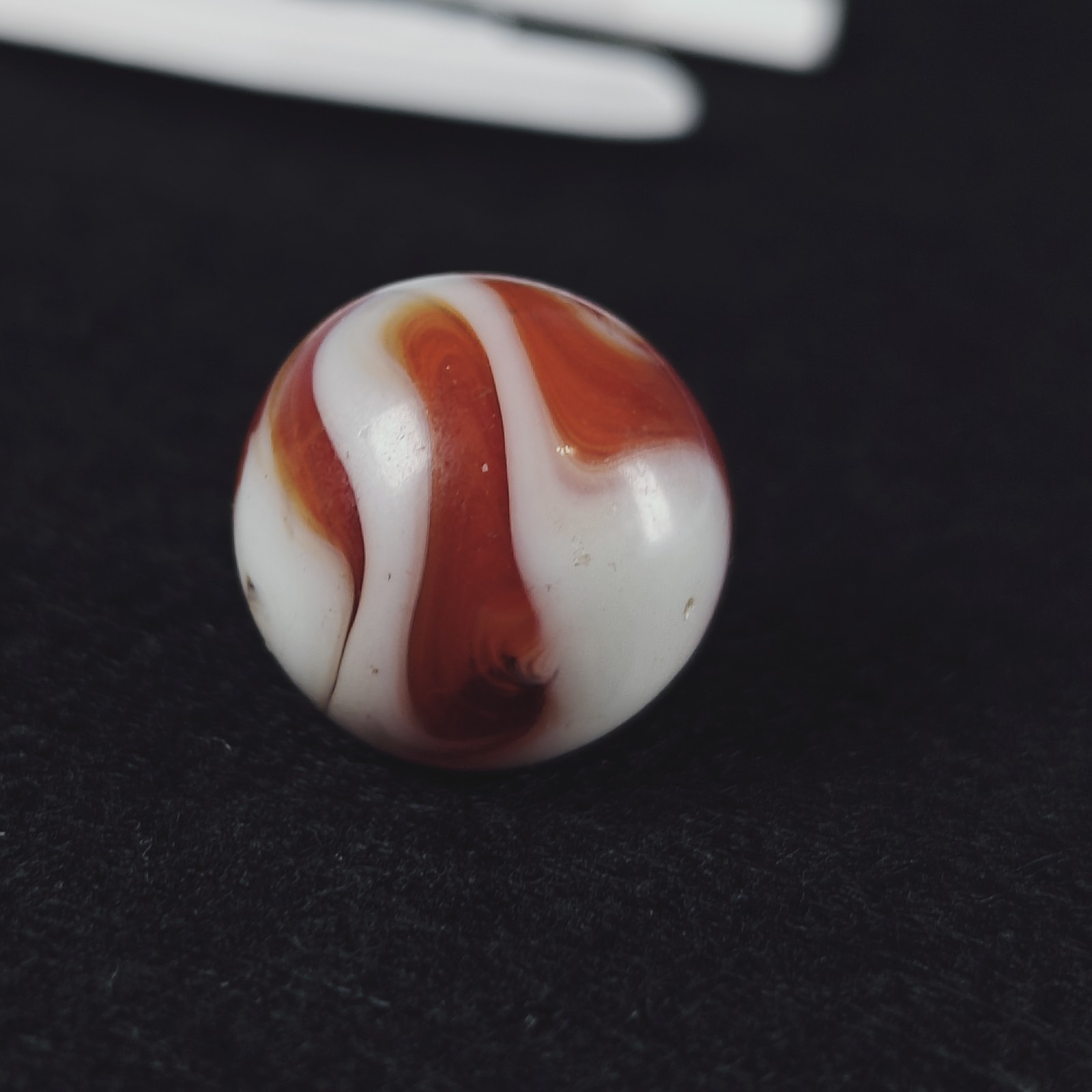 Vintage Marble – 5/8″ White Red West Virginia Swirl Alley