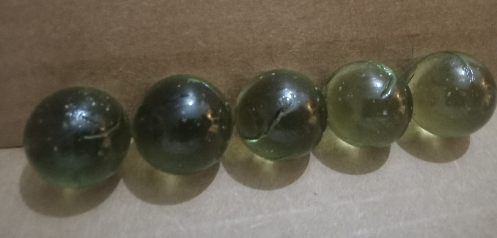 TWO Translucent Dark Green Glass Marble Shooters 20+/- mm REVISED