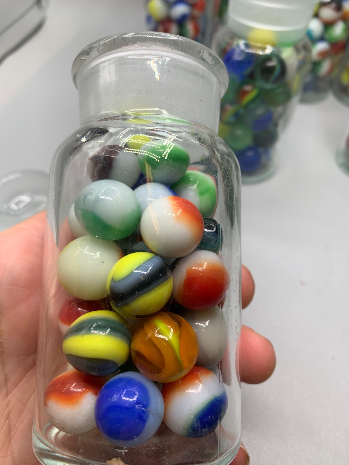 2 Apothecary Bottle Mystery Marble Deal 1 Old 1 Modern Collectable 13-16mm Agate