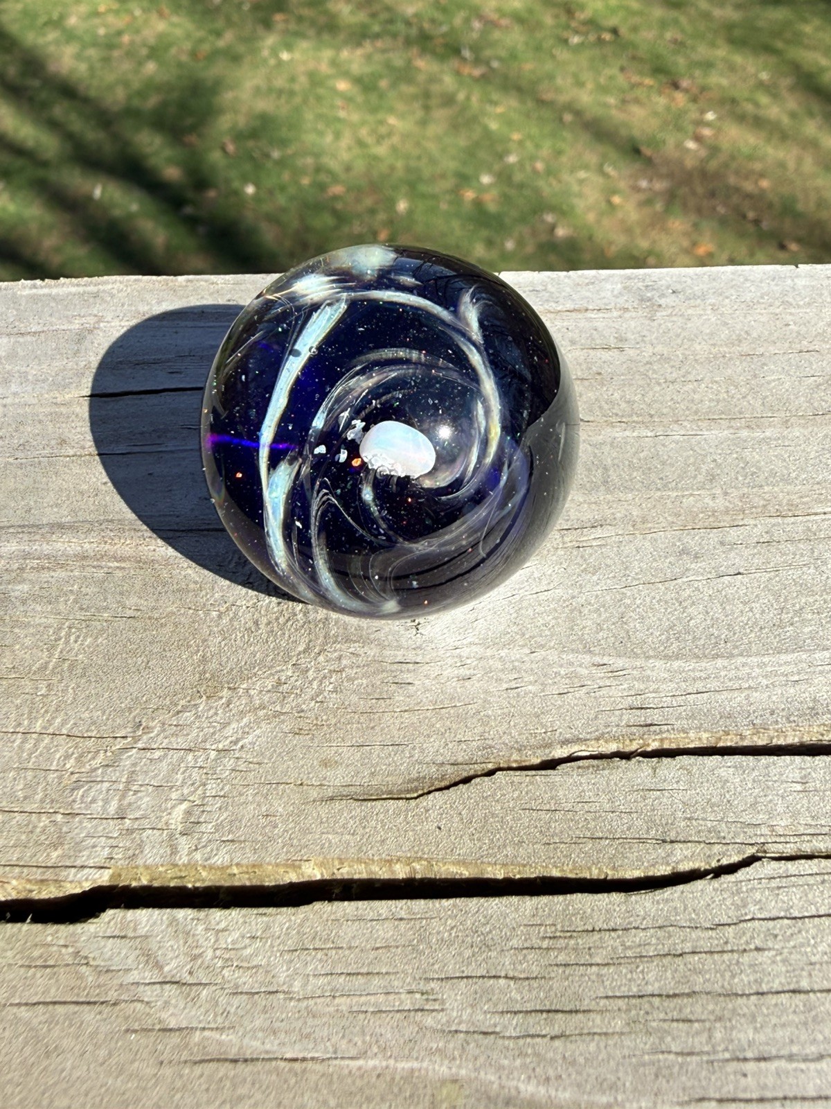 Crushed Opal Boro Glass Marble with Sparkling Opal Bakers Backwoods Glass