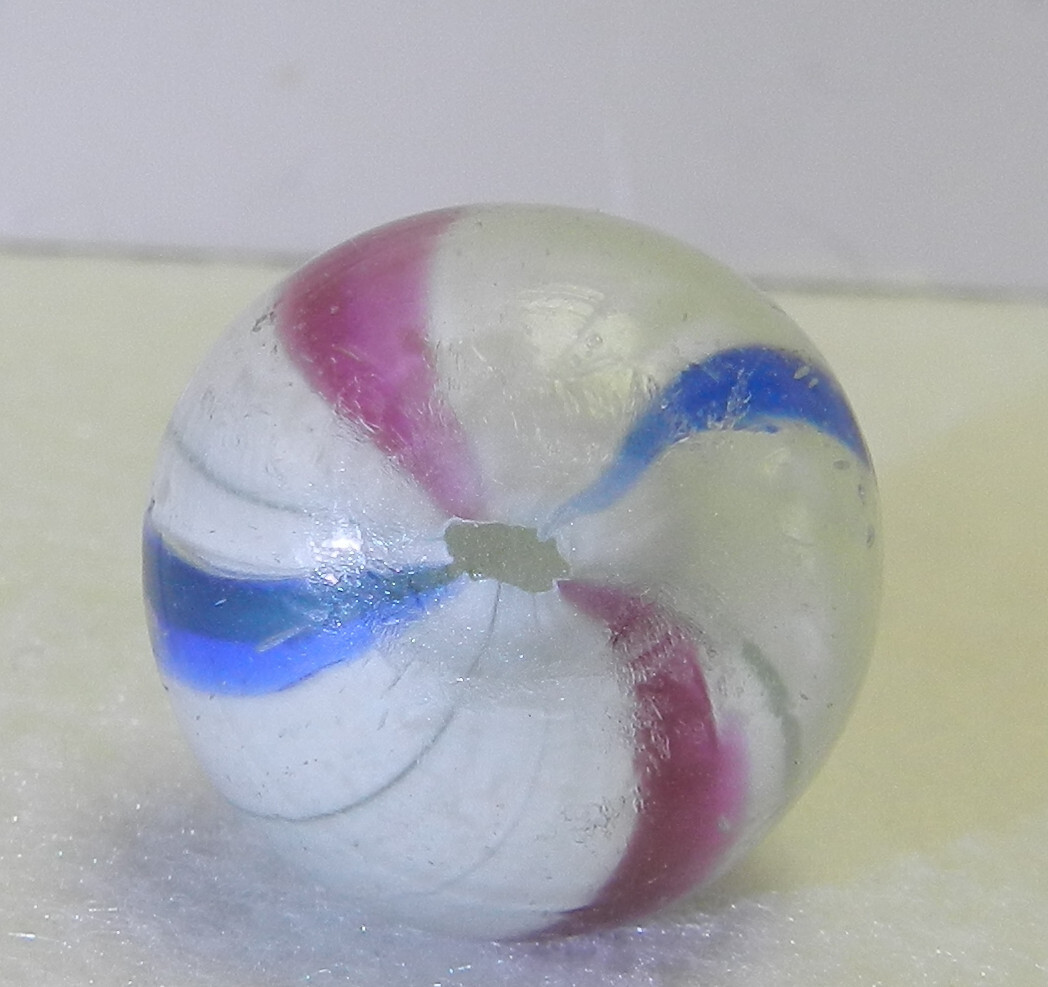 #18038m Large .79 Inches Vintage Peppermint Colored German Handmade Marble