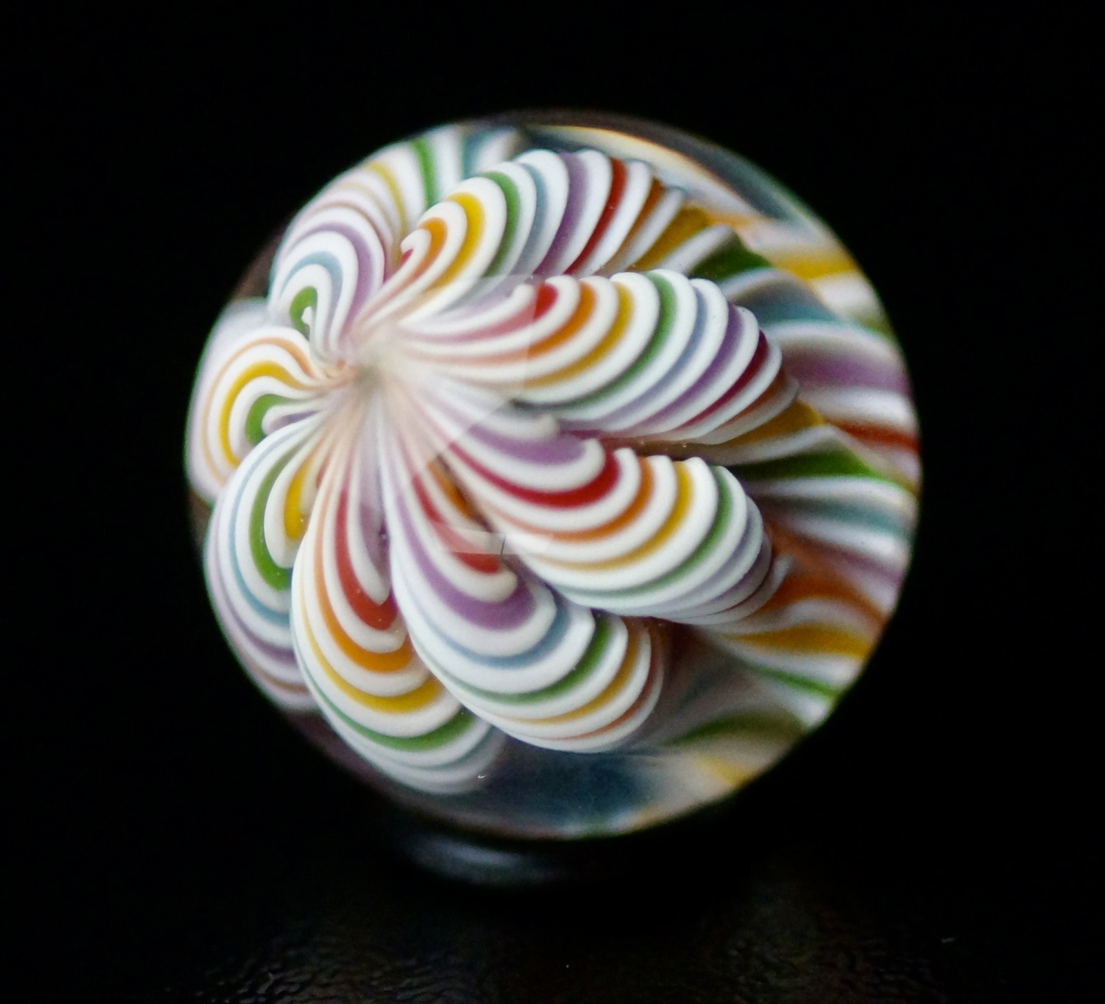 Bryan Trillas Glass Marble/Filigree Cane/ Rainbow/ 0.8-0.9 inch