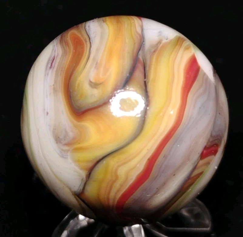 1.02″ UNIQUE JABO/D.A.S. MARBLES W/ GOLD LUTZ ROAD💥SWIRL TOYS NM+