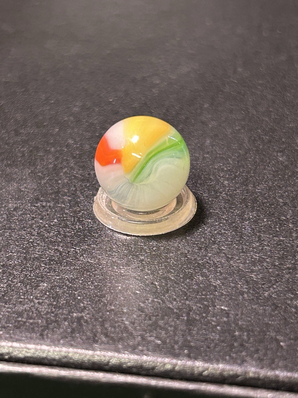 Vintage Vitro Agate Tri-lite Beach Ball Patch Marble. .63” Mint Condition.
