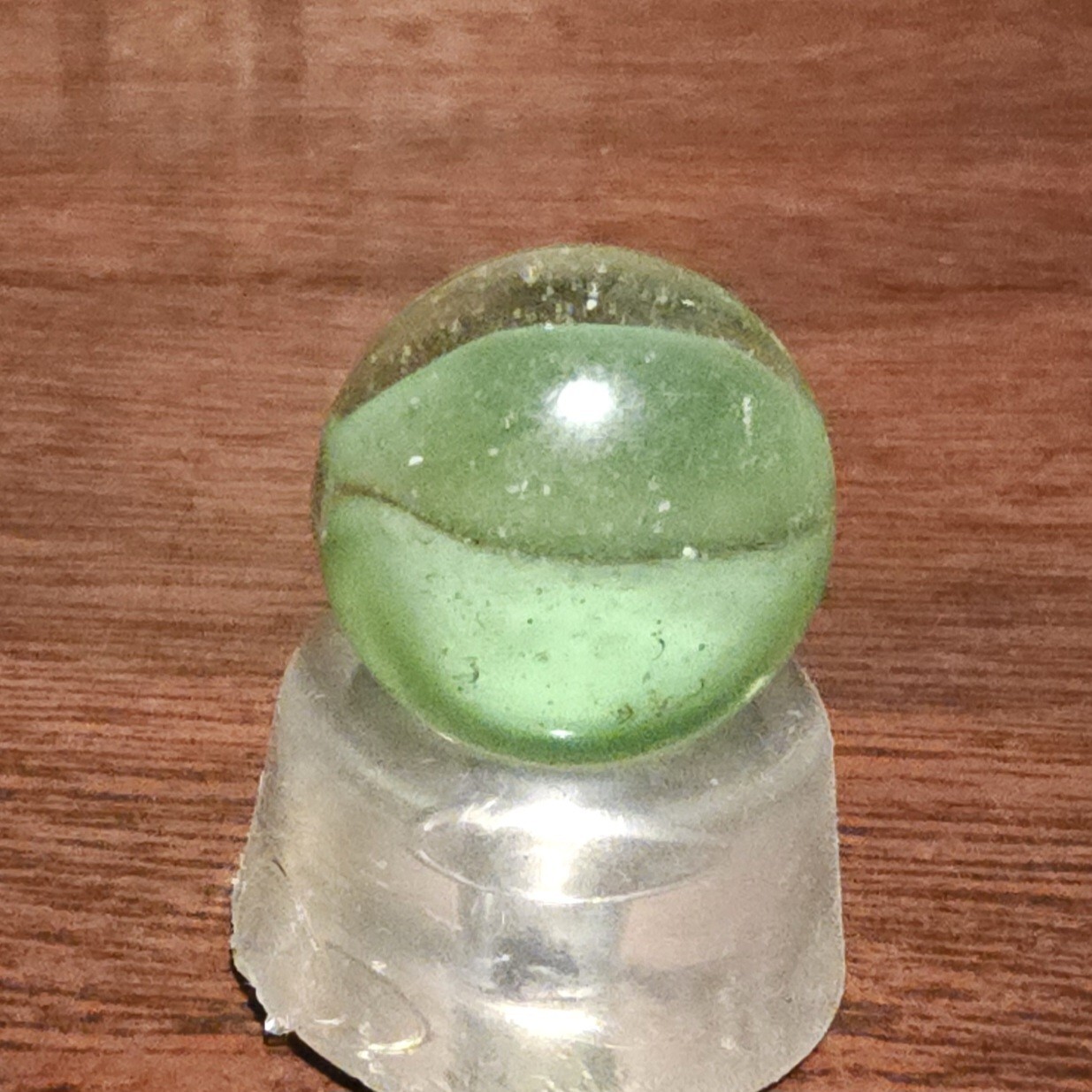 Vintage C. E. Bogard Hybrid Cats Eye Green In Clear .718″ Shooter Marble
