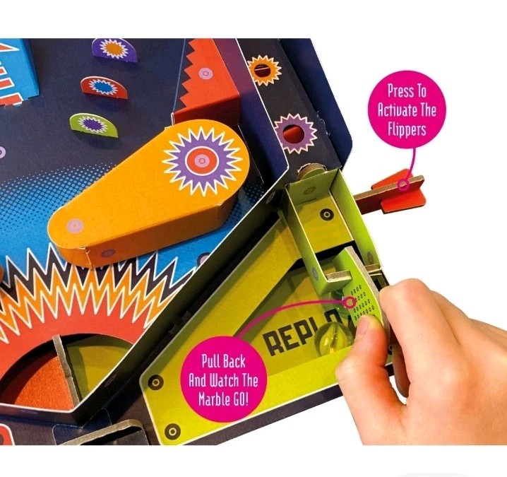 PINBALL MACHINE,’ BUILD YOUR OWN’ – CARDBOARD TOY 68 PIECE NO GLUE NO FUSS! .