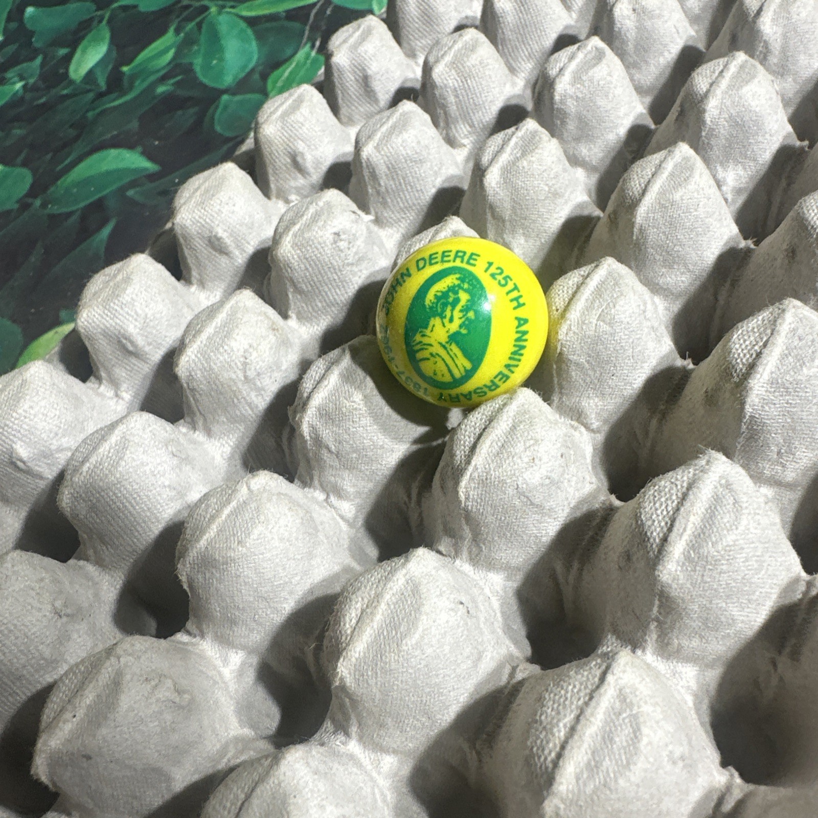 Vintage | “John Deere 125th Anniversary 1837-1962 | Green & Yellow Swirl Marble