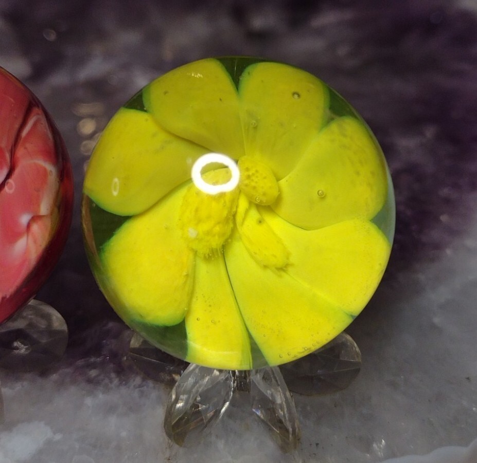 #2 1.22″+1.19″ 🌺 FLOWERS- CONTEMPORARY ART MARBLES LOT