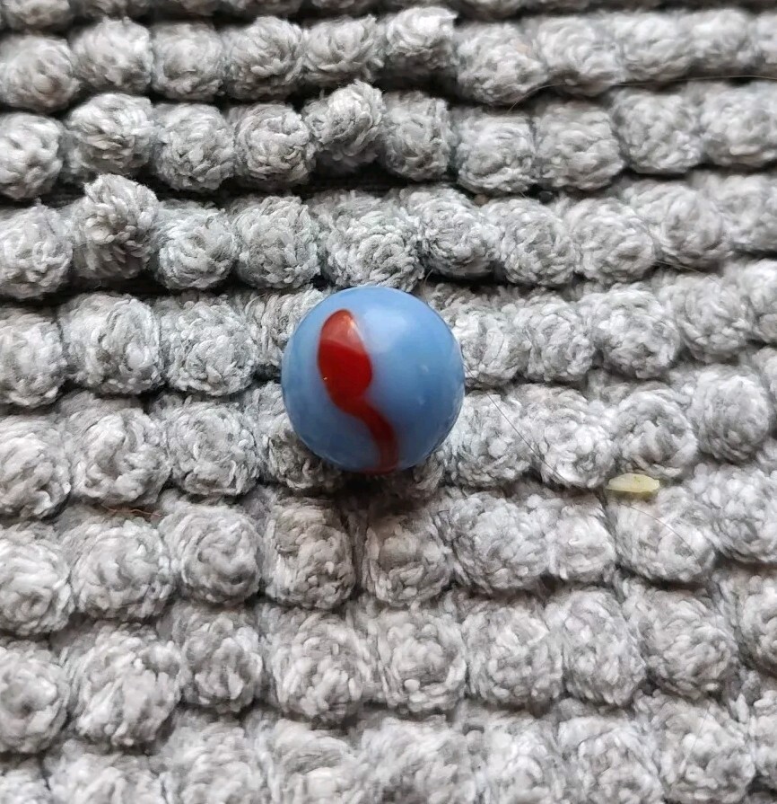 HTF Vintage Heaton Agate Marble Superman Red Blue Swirl 0.625″ 1940s Marble King