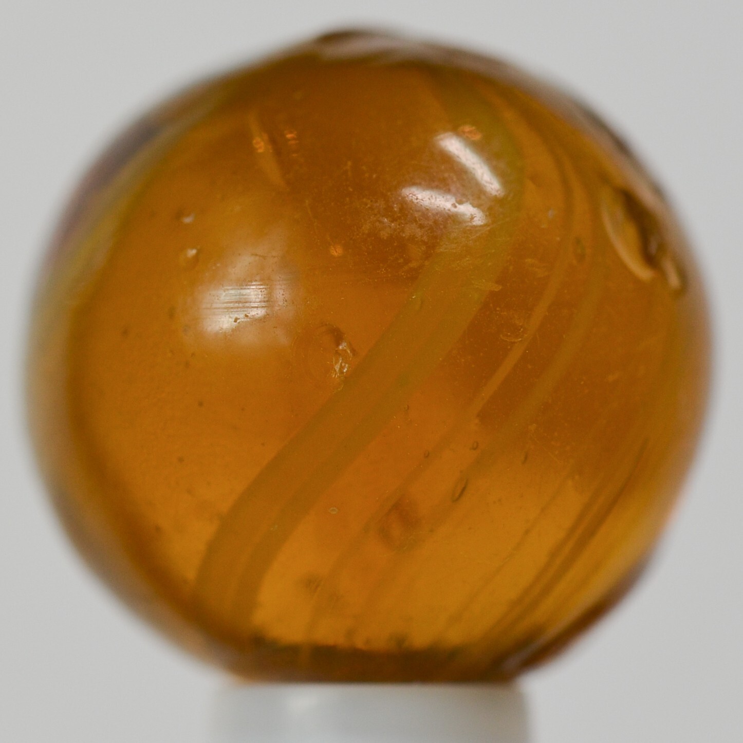 Handmade Gooseberry Marble, Amber Glass, 11/16 in, NM, Buffed, Germany, S1403