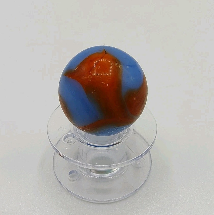 Awesome Vintage Alley Agate Swirl Blue and Orange .60″