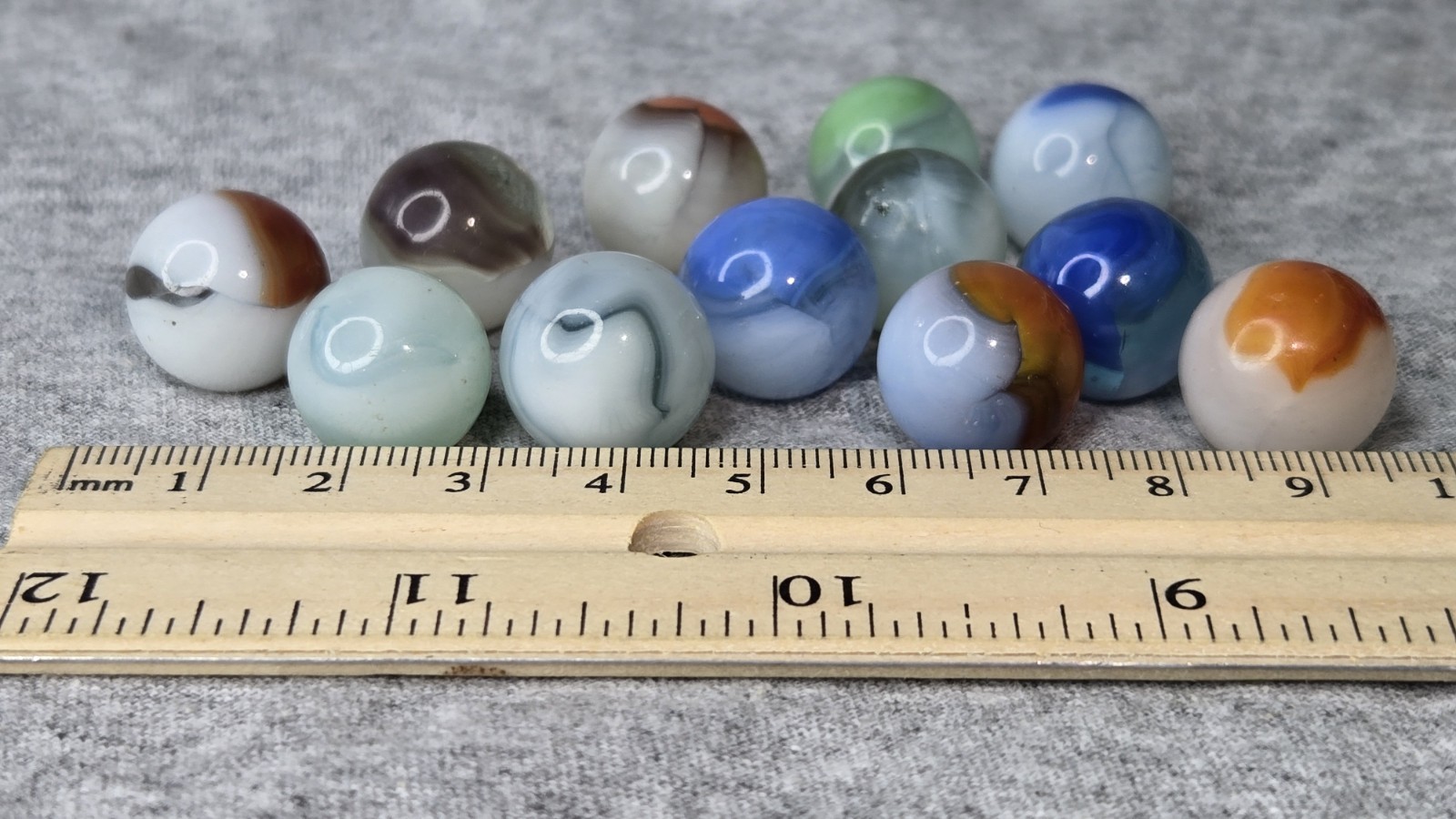 Vitro Agate Conqueror Marbles – Clear Base Brushed Patches | Lot of 12 #007