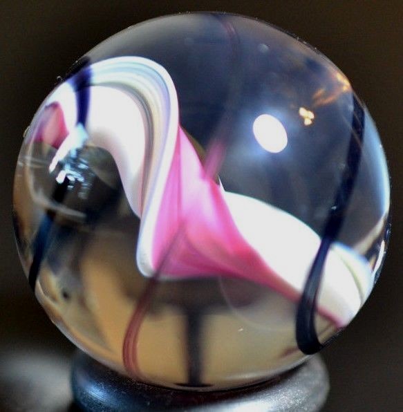 MASLACH? GLASS MARBLE/.905″-TIGHT MAGENTA TWISTED RIBBON-WHITE,PINK,MAGENTA,BLUE