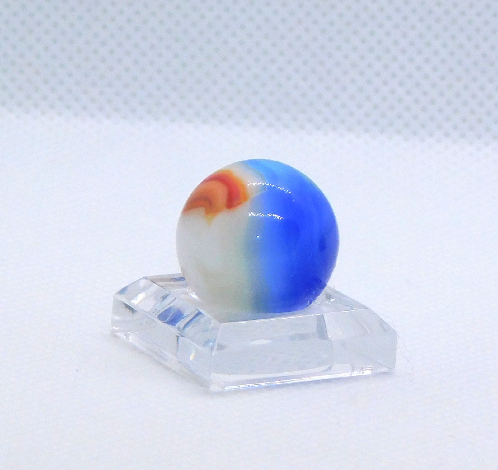 Vintage Glass Marble Patch Swirl Blue Red White Vitro Agate ‘V’ 0.69″ #0-118