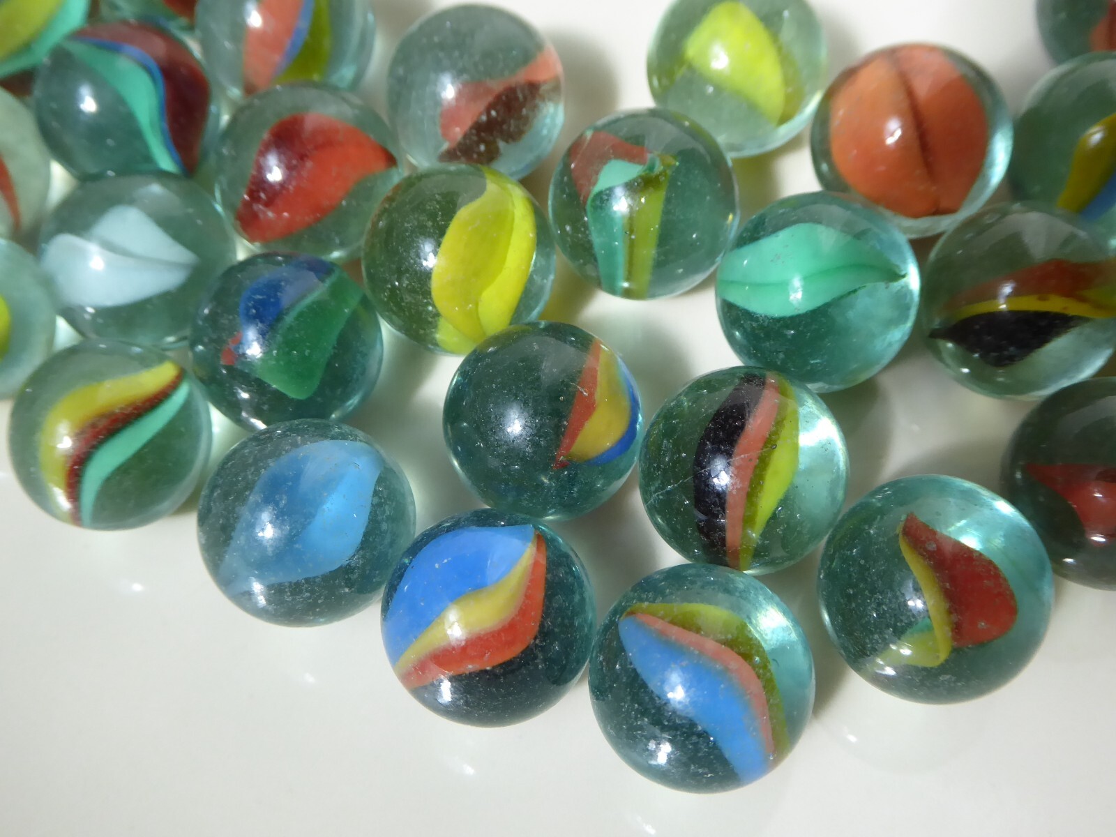 Vintage Lot Of 63 Cat’s Eye Glass Marbles