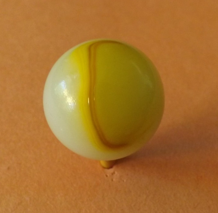 Large Old Vintage Machine Made 1″ Egg Yolk Swirl Marble – Wet Mint – Akro