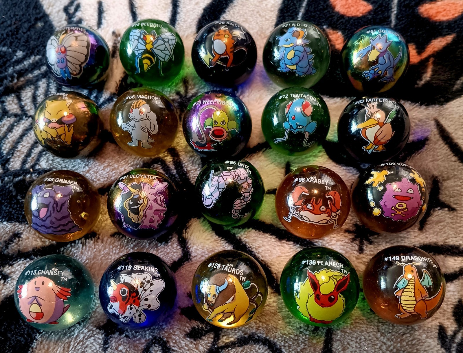 Vintage 1999 Authentic Pokemon Marble Lot Of 20