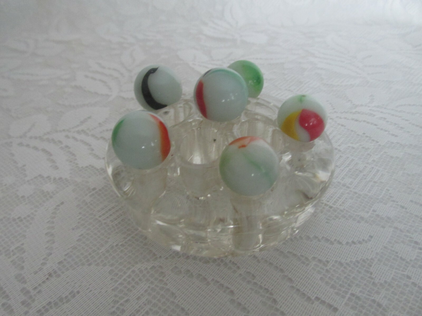 Six Vintage Three Stripe Marbles