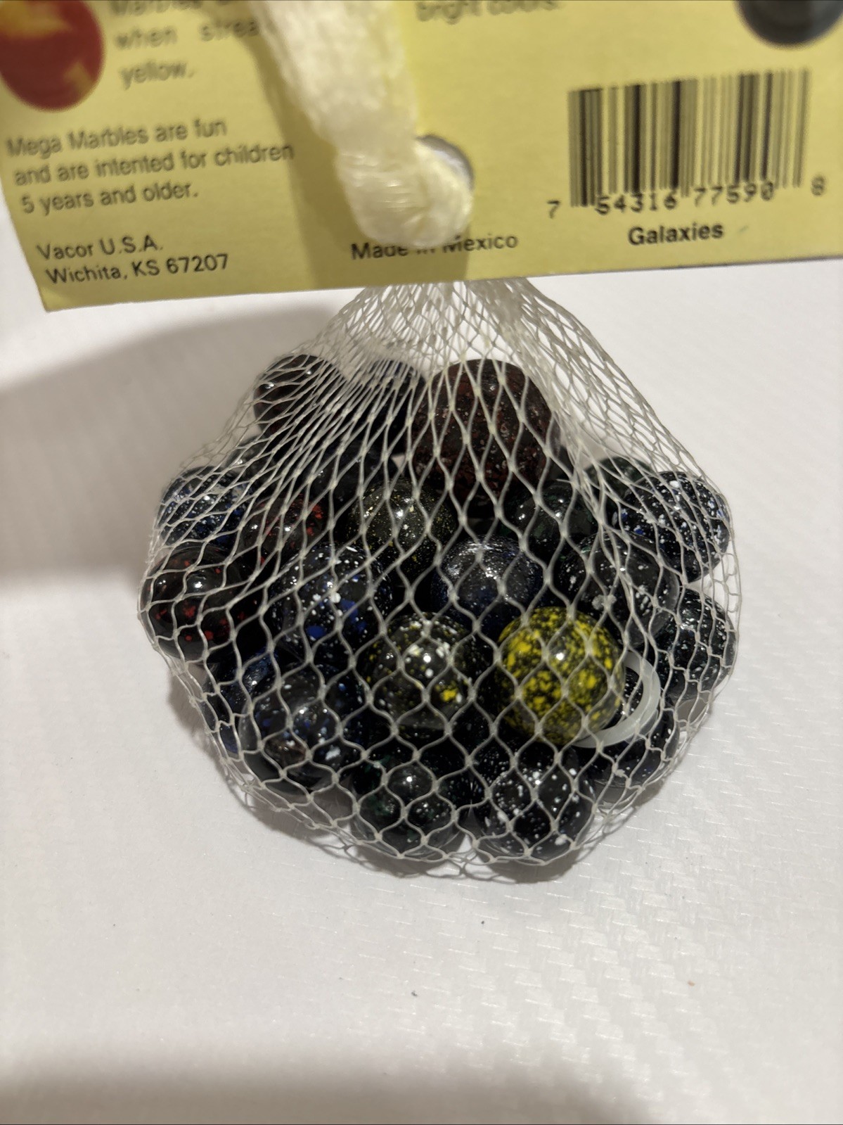“GALAXIES” VACOR MEGA MARBLES Vintage 1990s Net Bag 35 16mm/1 25mm Shooter