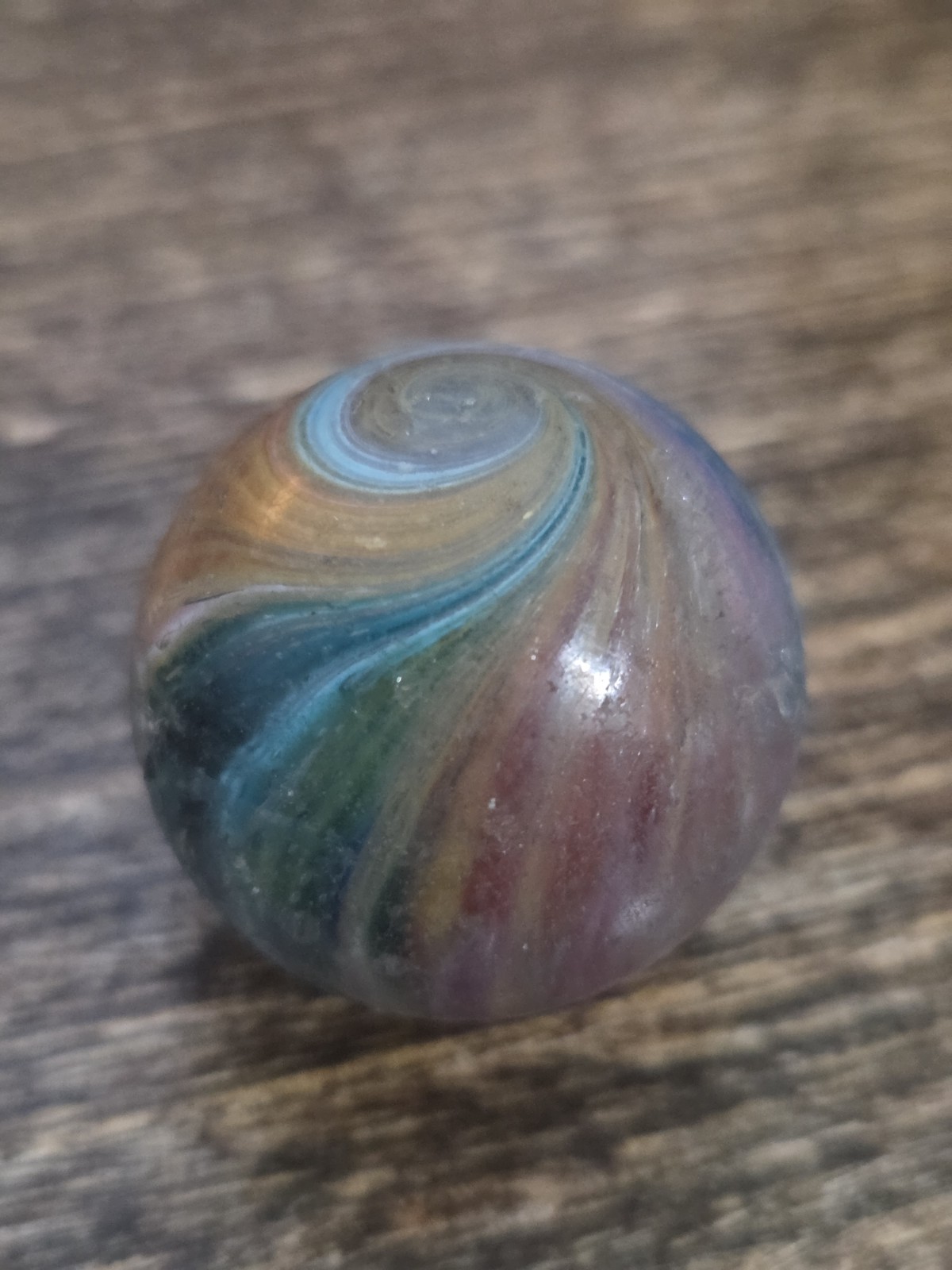 1.11″ Antique Vintage German Handmade Multi Colored Onionskin Marble