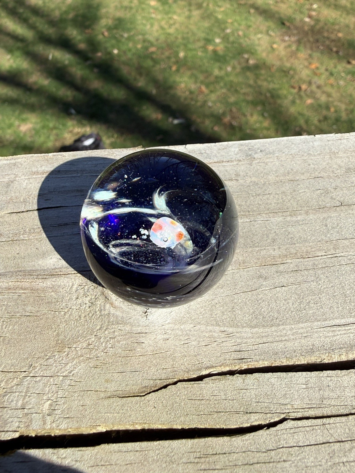 Crushed Opal Boro Glass Marble with Sparkling Opal Bakers Backwoods Glass