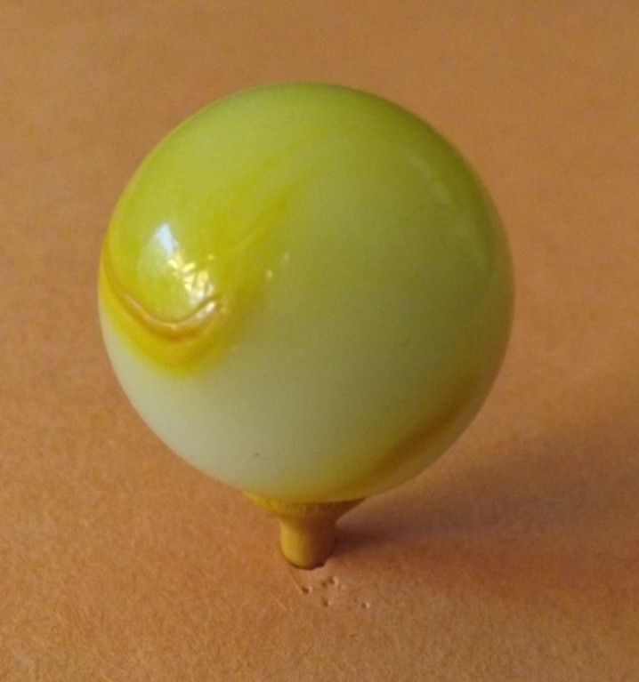 Large Old Vintage Machine Made 1″ Egg Yolk Swirl Marble – Wet Mint – Akro