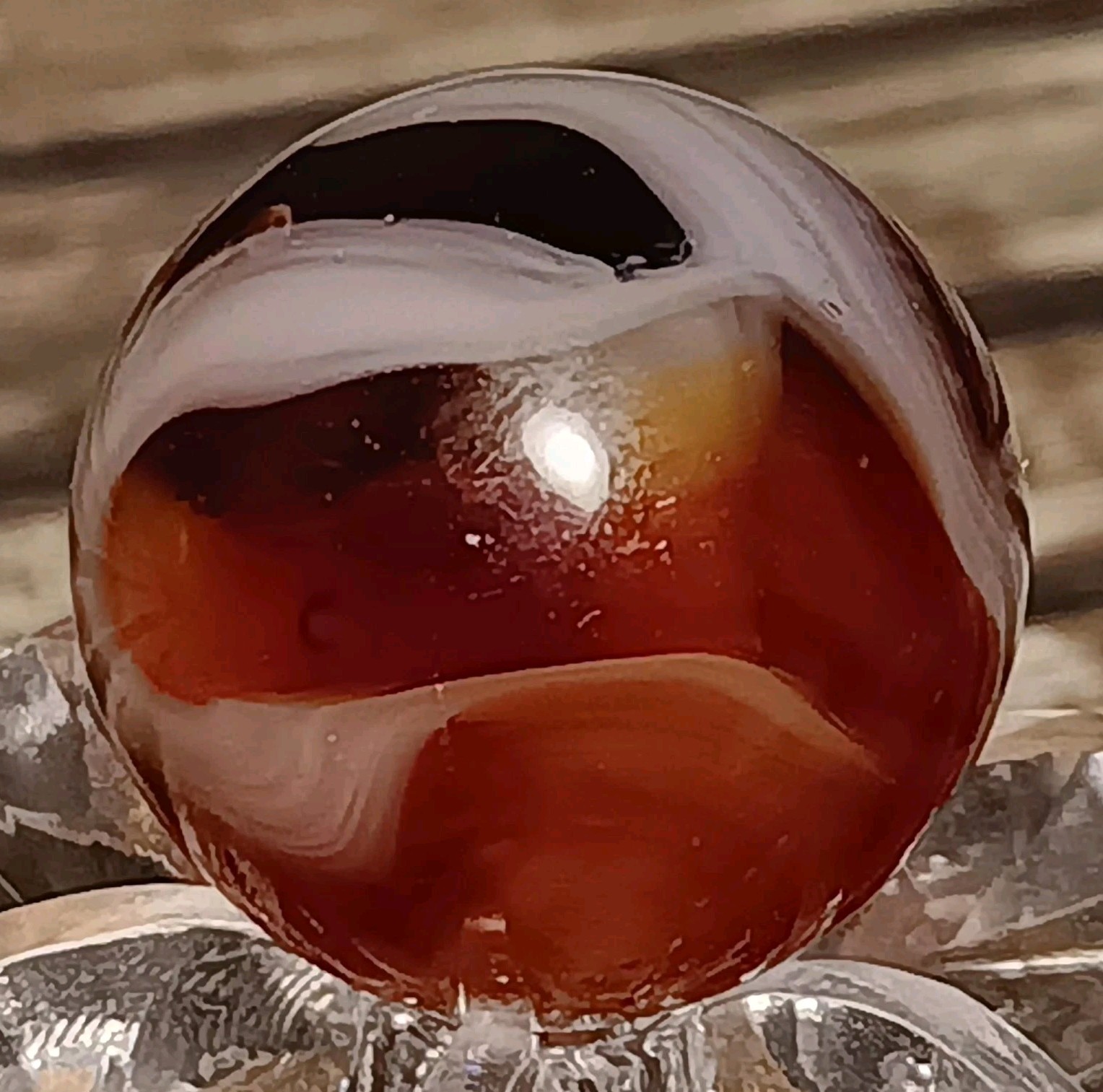 HTF Jackson Transparent Red Swirl Marble. .55″ Mint. Circa (1945-1946)