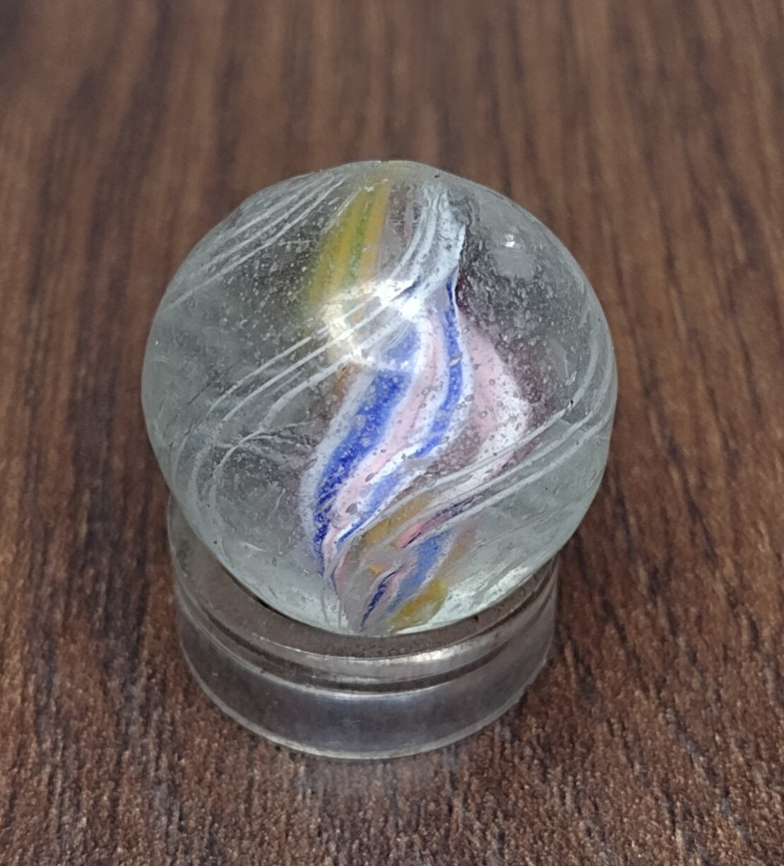 .72″ Sweet 🎂 MultiColor Divided Core Swirl 💎 Handmade Vintage German Marbles