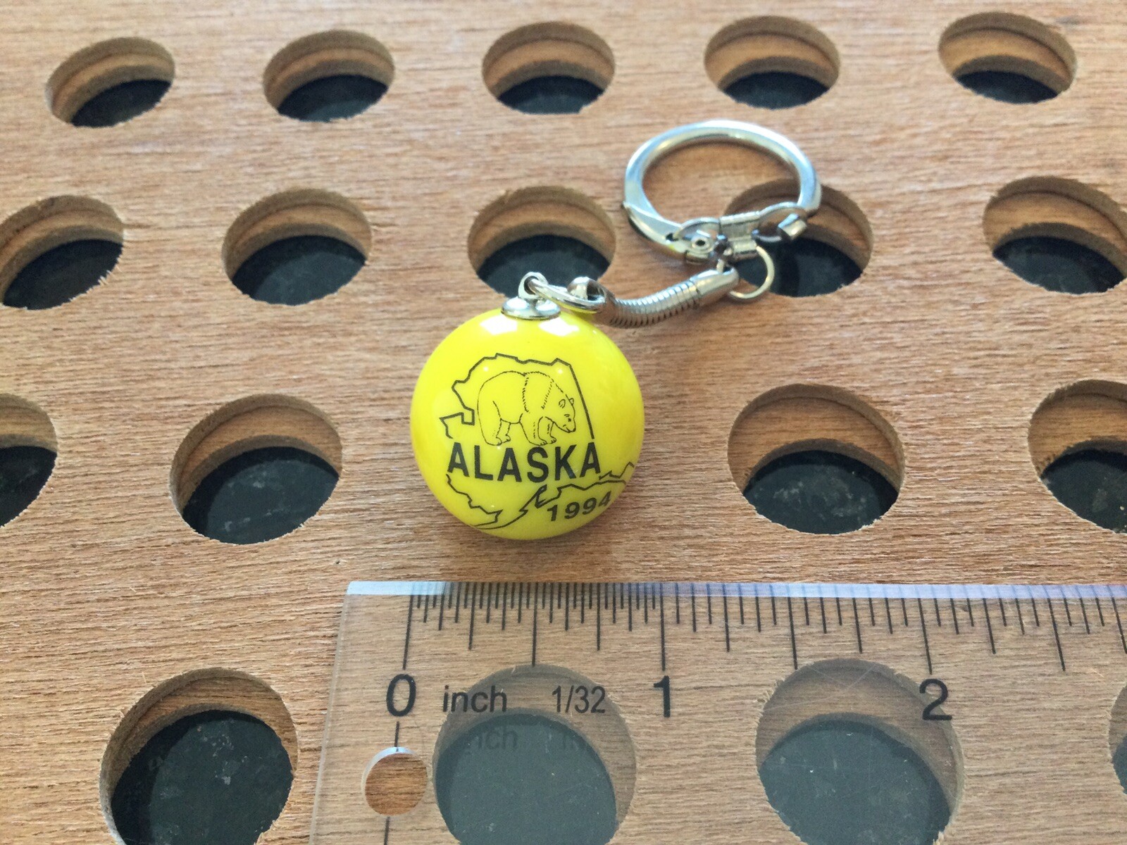 Vintage | “Alaska 1994” | Black Print on Yellow Marble Keychain