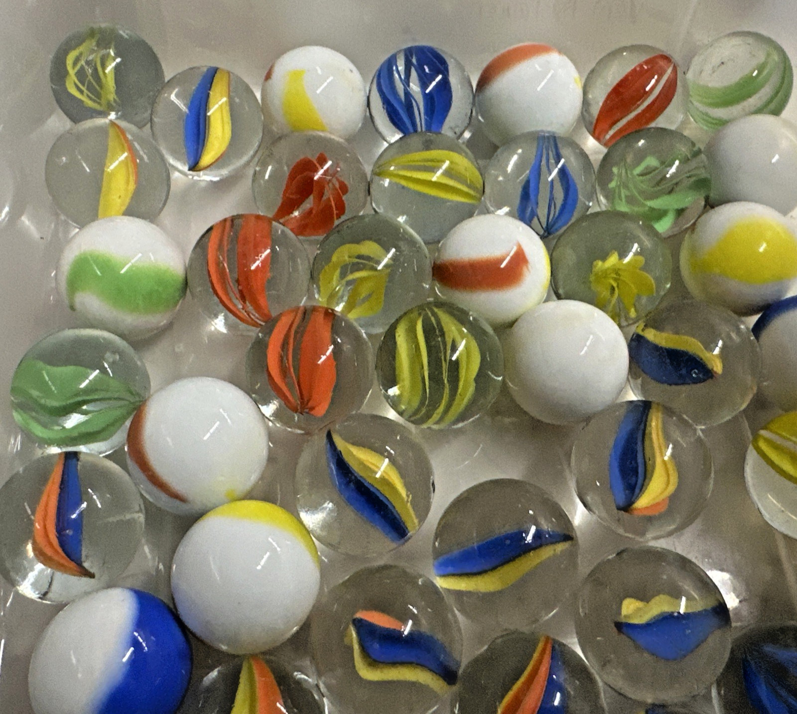 (60) Glass Shooter Marbles Bulk, Assorted Colors 3-Types, (20) Each Style