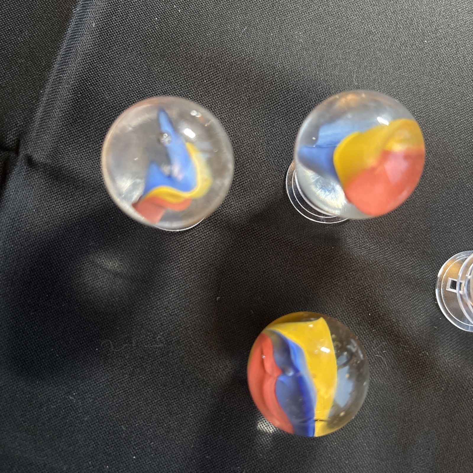 VTG 4 Large 1 ” Cats Eye Shooter Marble Aqua With Red Yellow Blue Tri Color