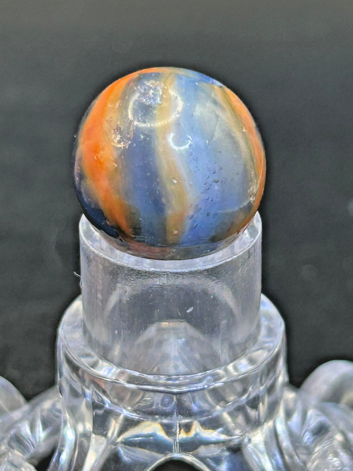 Vintage Peltier NLR Blended Rainbo Superboy Marble, Blue/Orange, .62″, NM+, #P25