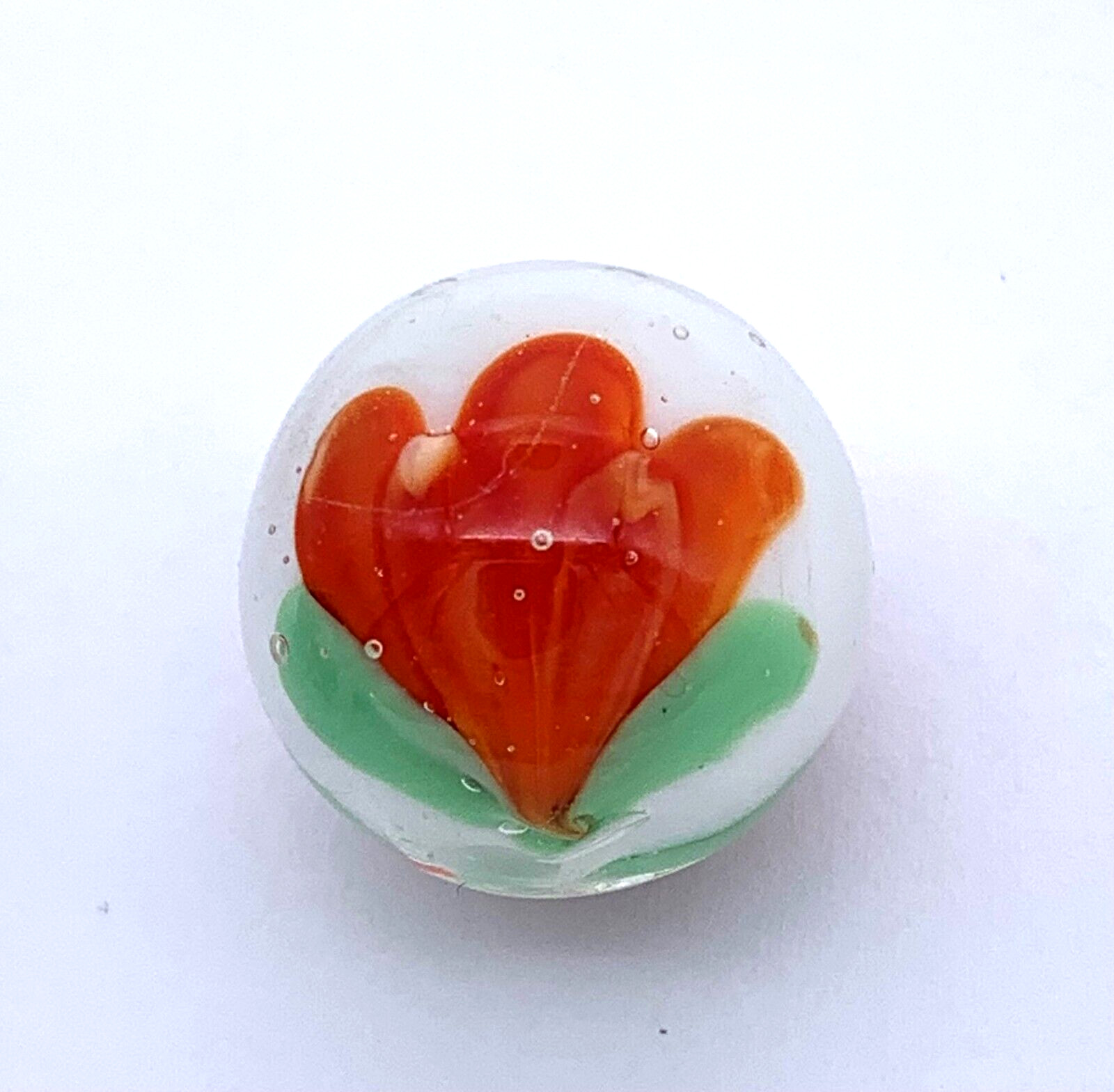 New for 2023! Single Orange Crocus 22mm Art Glass Handmade Shooter Marble Vacor