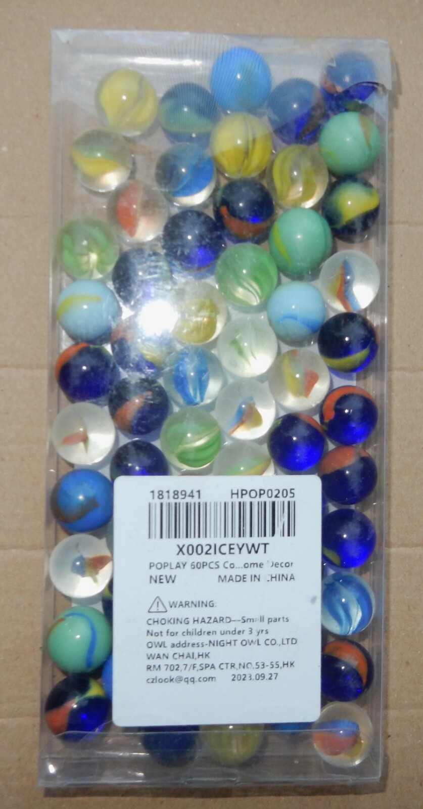 60 Marbles Poplay Boxed 5/8″ Diameter