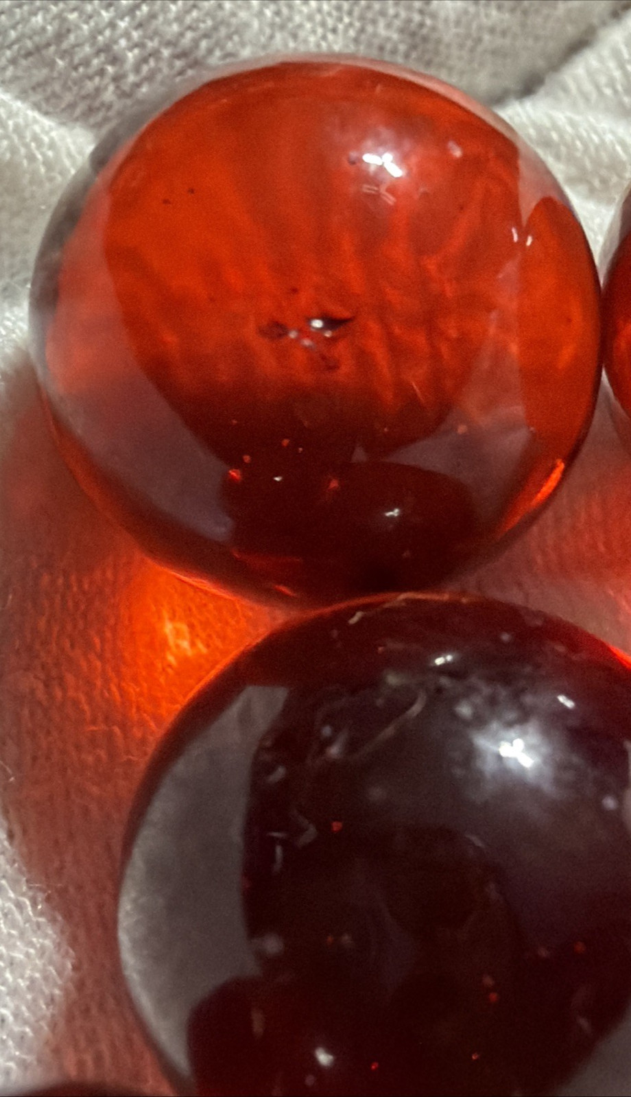 Vintage Lot of 4 Clear Ruby Red Cadmium Slag Glass Marbles UV Reactive As Is
