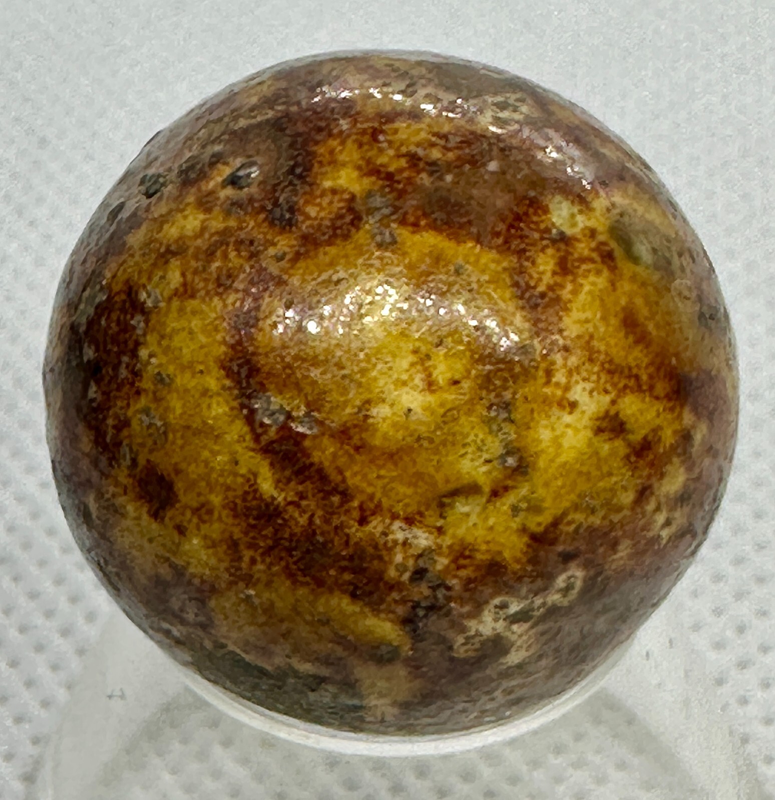 .99″ BENNINGTON MARBLE ANTIQUE BROWN 1800’s HANDMADE GLAZED CLAY 1 only
