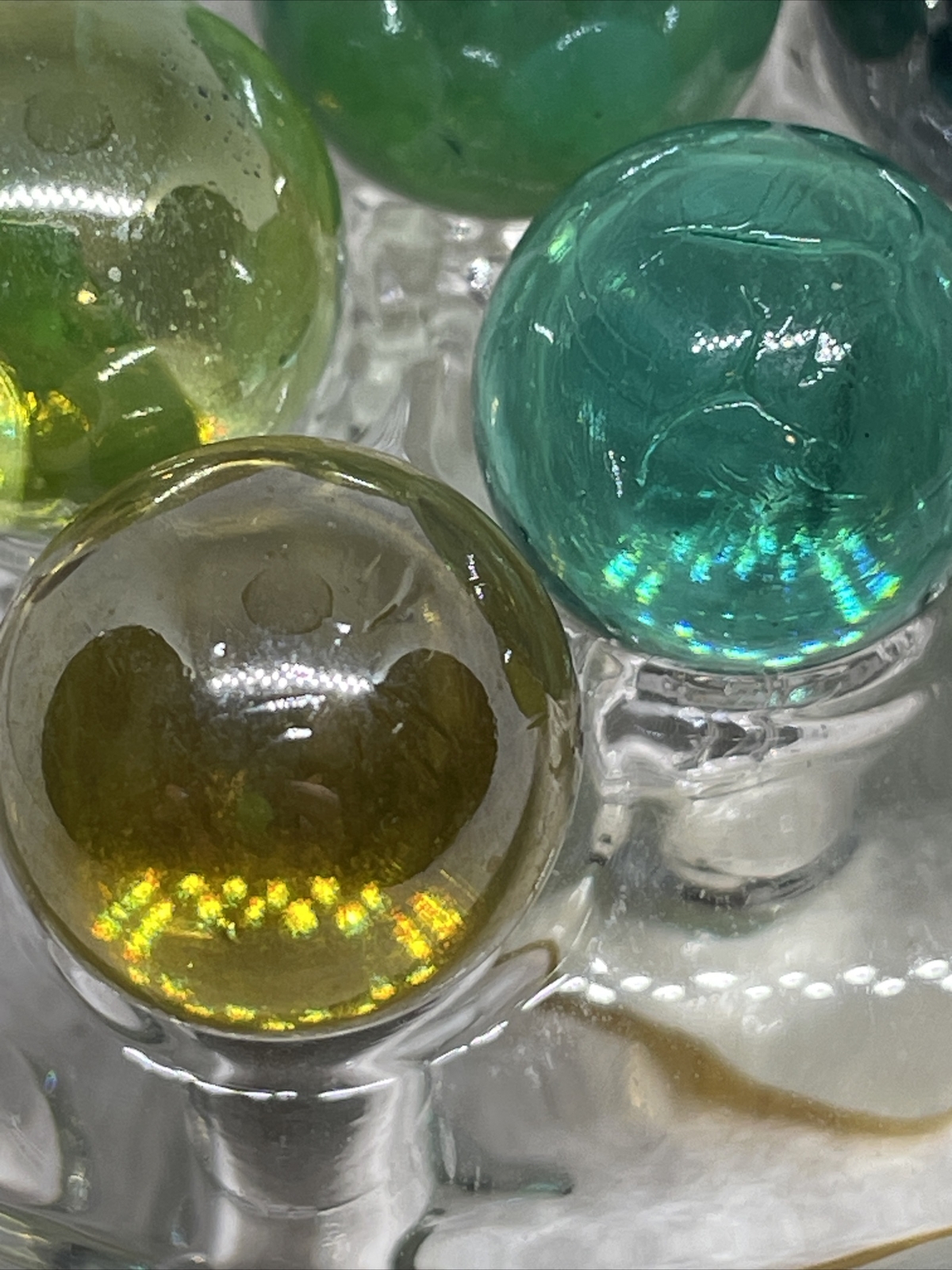 Marble Lot of 7 Vintage Glass Marbles Clear Glass Colors