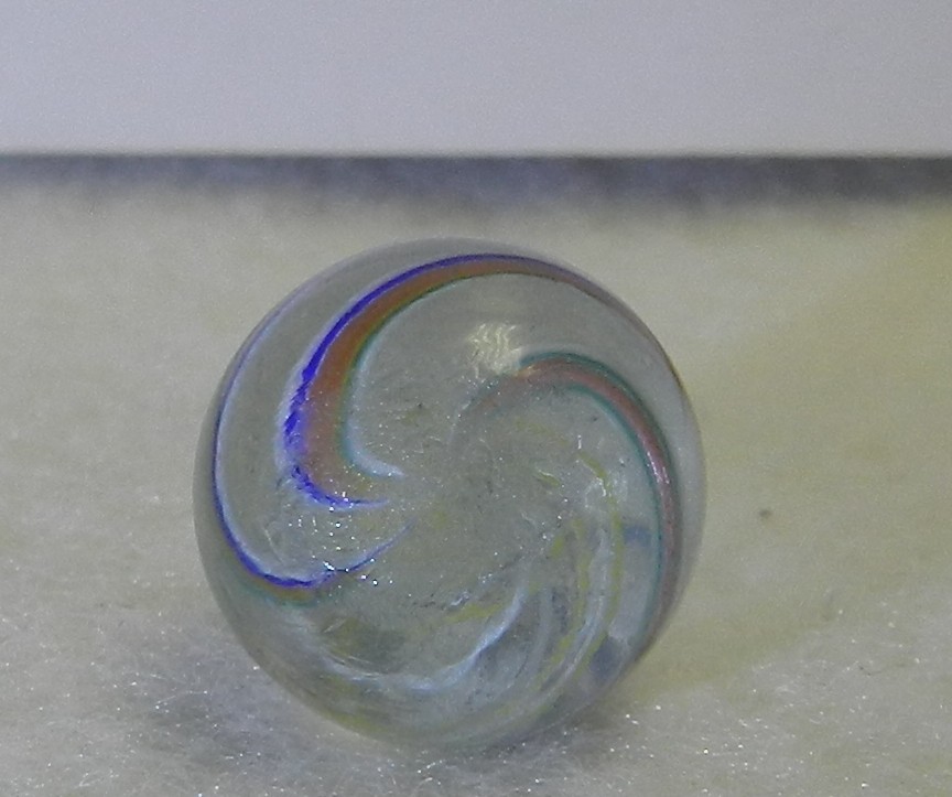 19715m Peewee .50 In 2 Color Latticino Swirl Vintage German Handmade Marble Mint