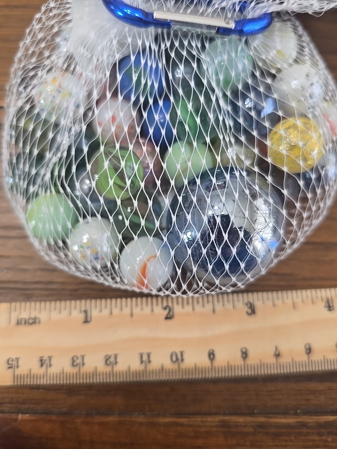 Vintage JA-RU Glass Marbles Lot 3 Bags With Shooters And Carabiner