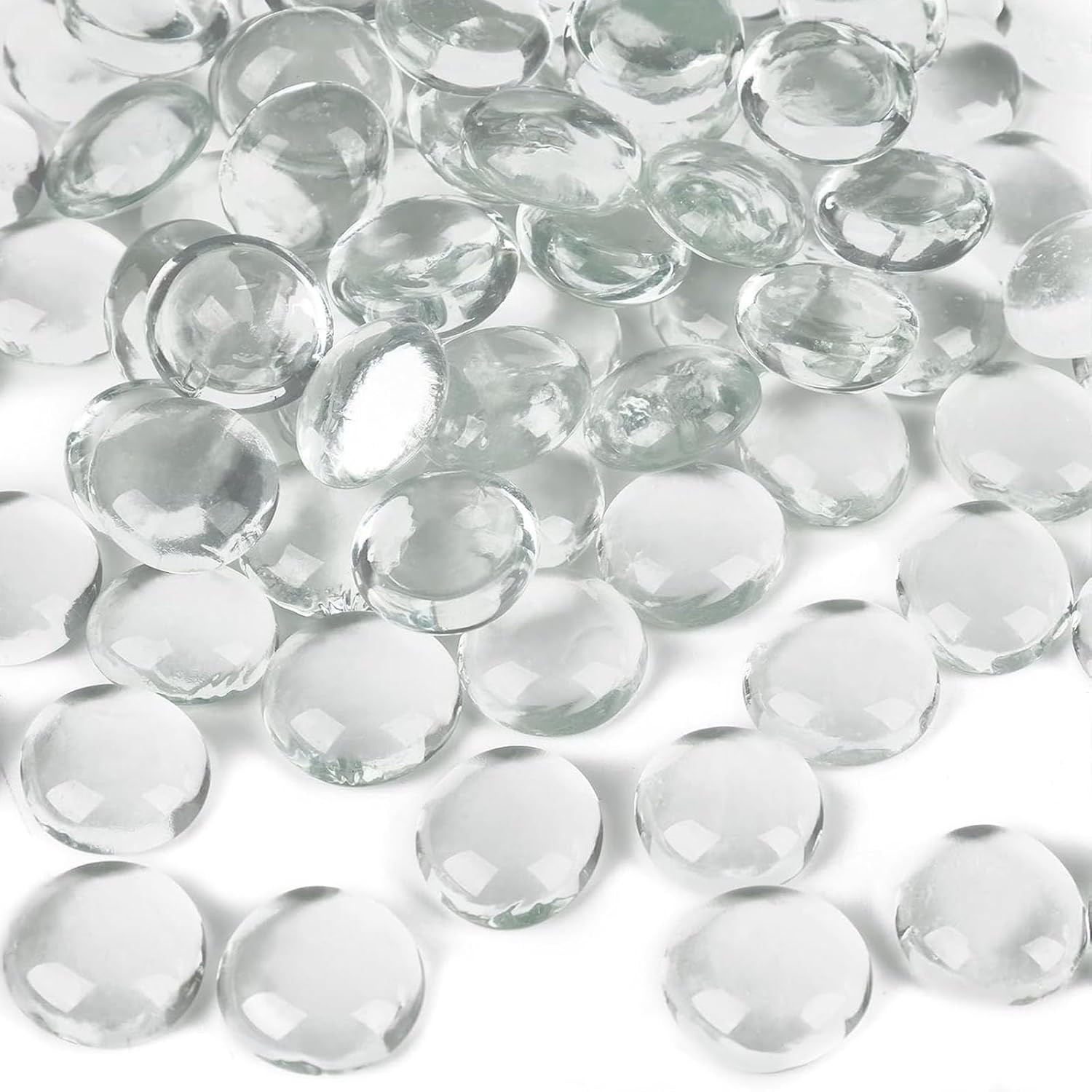 1LB Flat Glass Marbles White Decorative Marbles for Vases Aquarium Pebbles Fis