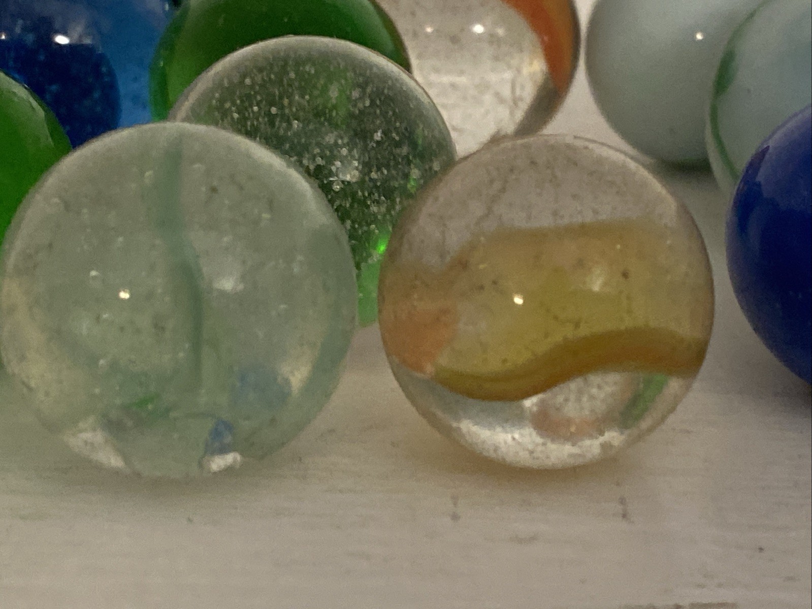 Vintage Glass Marble Lot of 14 various sizes & patterns – Swirls & Solids 1970s