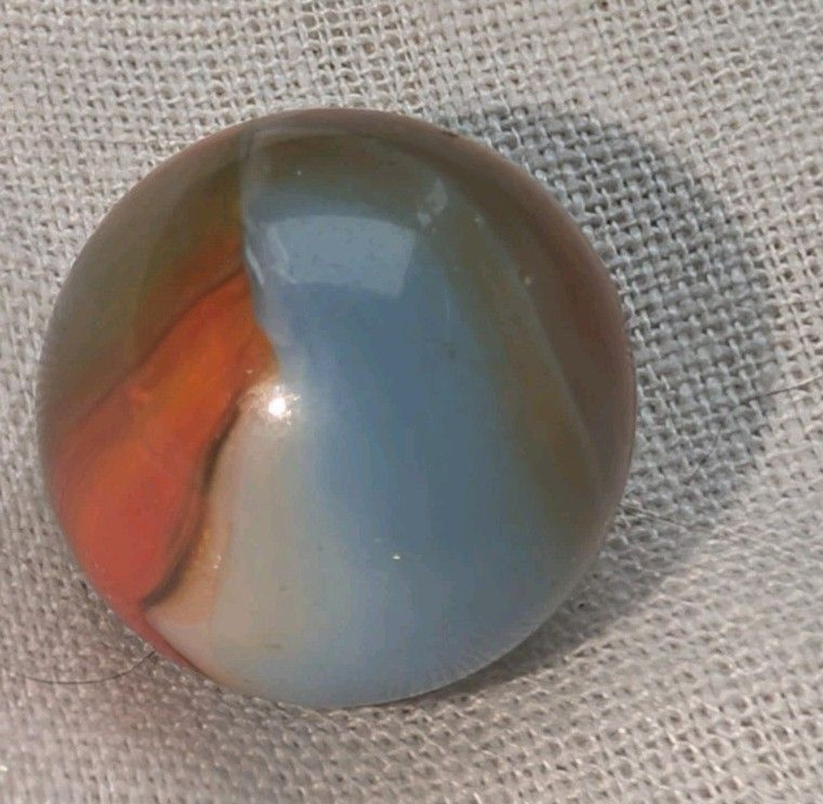 Vintage Peltier NLR Marble .59” Blue White Orange Swirl National Line Rainbo