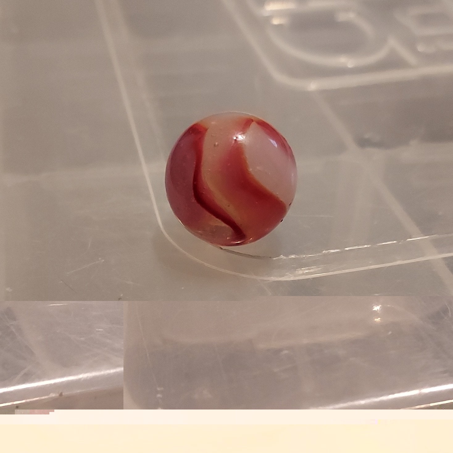 Red & White Swirl Glass Toy Marble – Machine Made, Ages 4+, Single