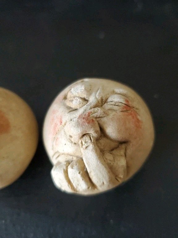 Clay Carved Marbles Expressions Round Shape With Anthropcmorphic Whimsical