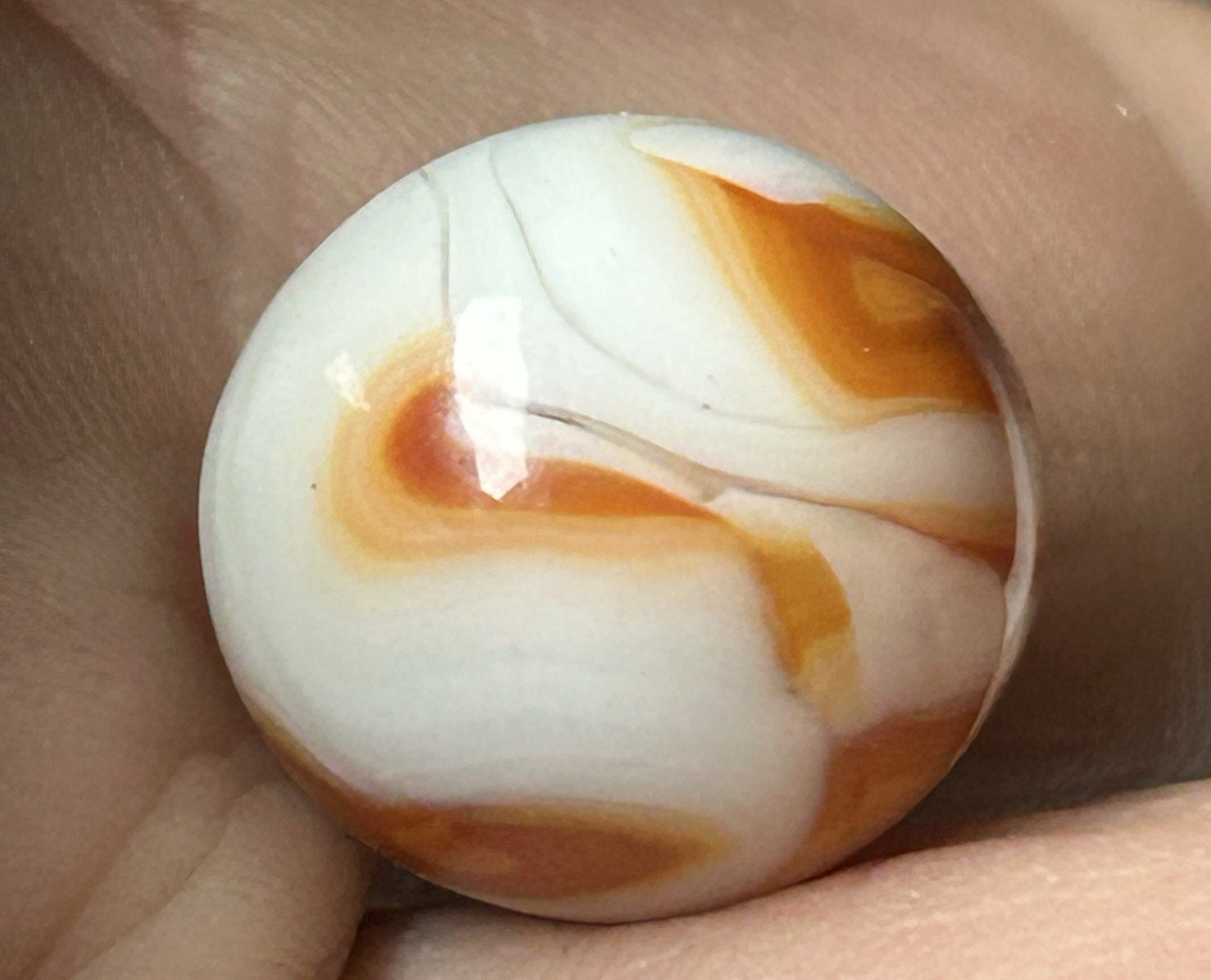 Vintage Alley Agate Or Heaton 0.64” Copper Ribbon Swirl Marble NM!