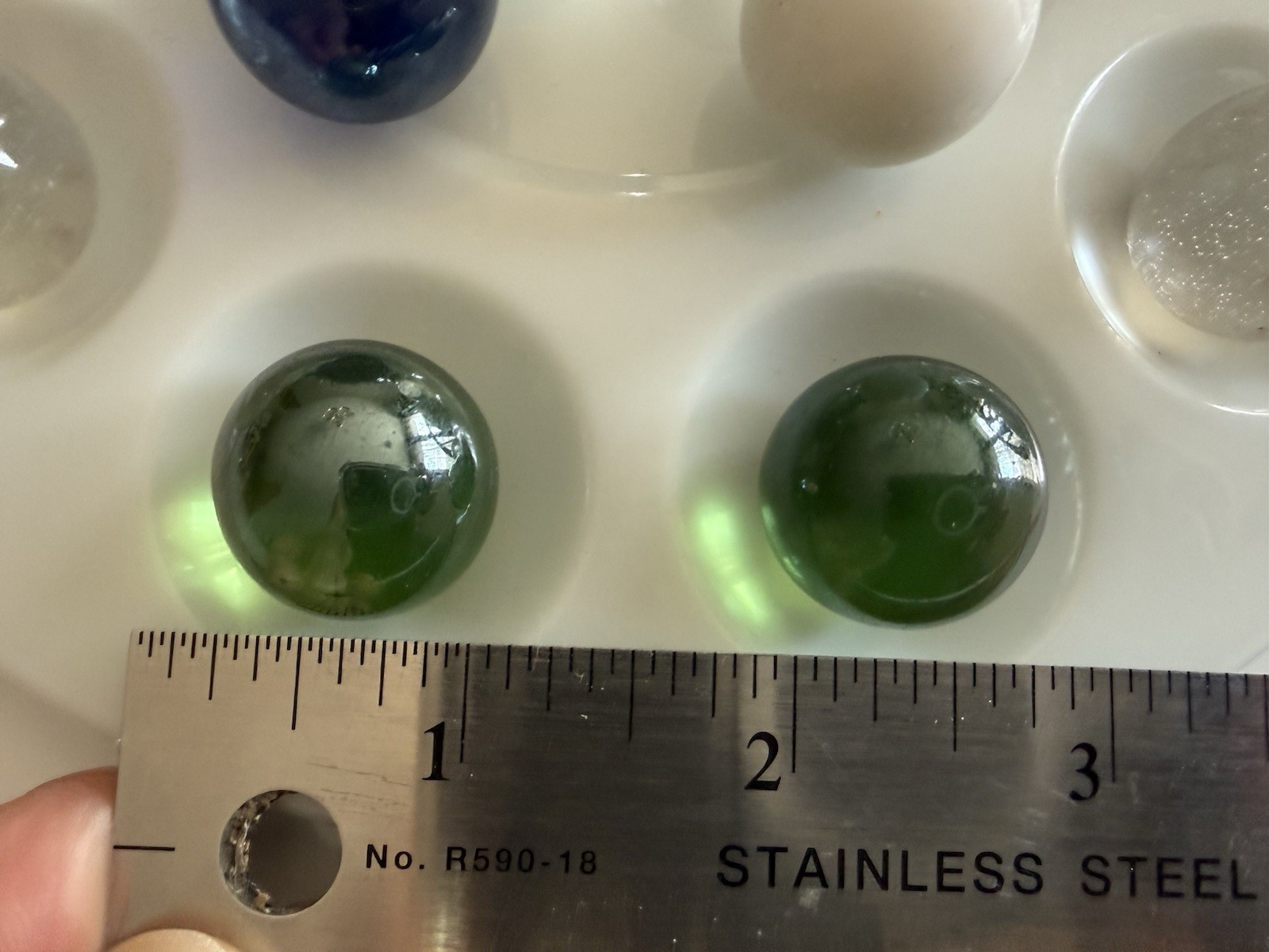 Vintage Mixed Blue & Green & & White & Clear Glass MARBLE LOT~ 22 PC~4 colors